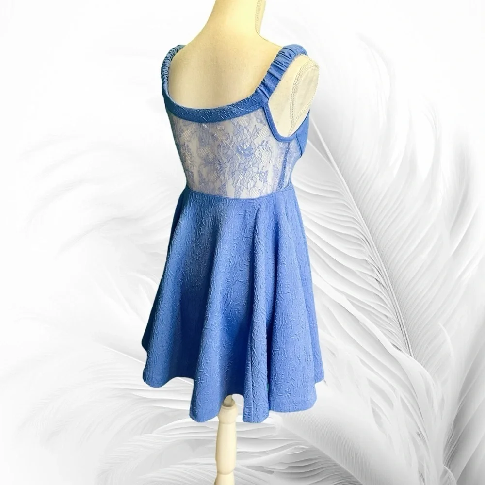 NWOT Free People Femme ‘Brooklyn’ Skater Mini Dress in Cornflower Blue Size XS